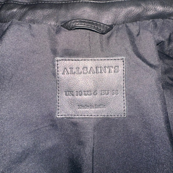 AllSaints Dalby Slim Fit Leather Biker Jacket – Black, Size 6 - Picture 4 of 5